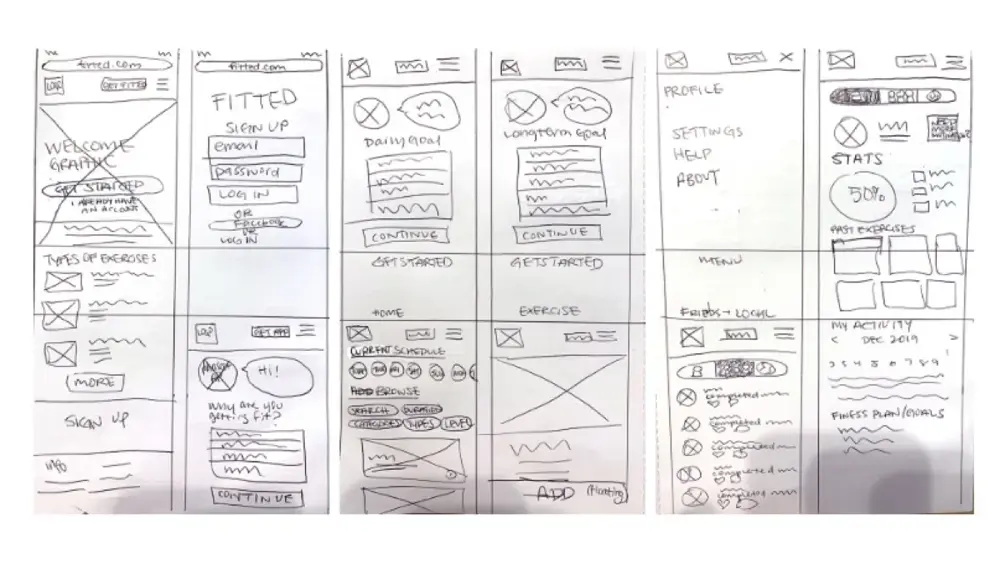 Lo-fi wireframes