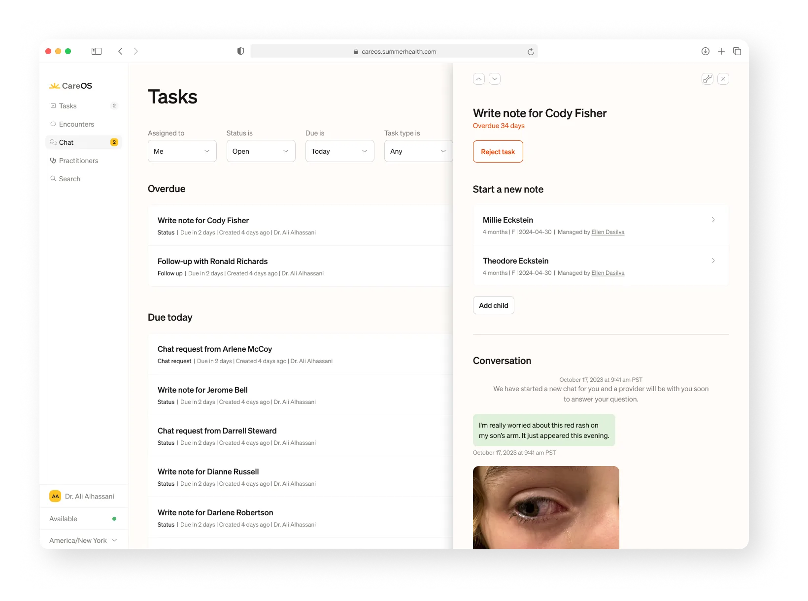 CareOS desktop interface